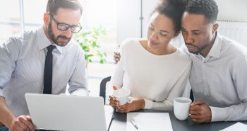 Mortgage broker assisting clients
